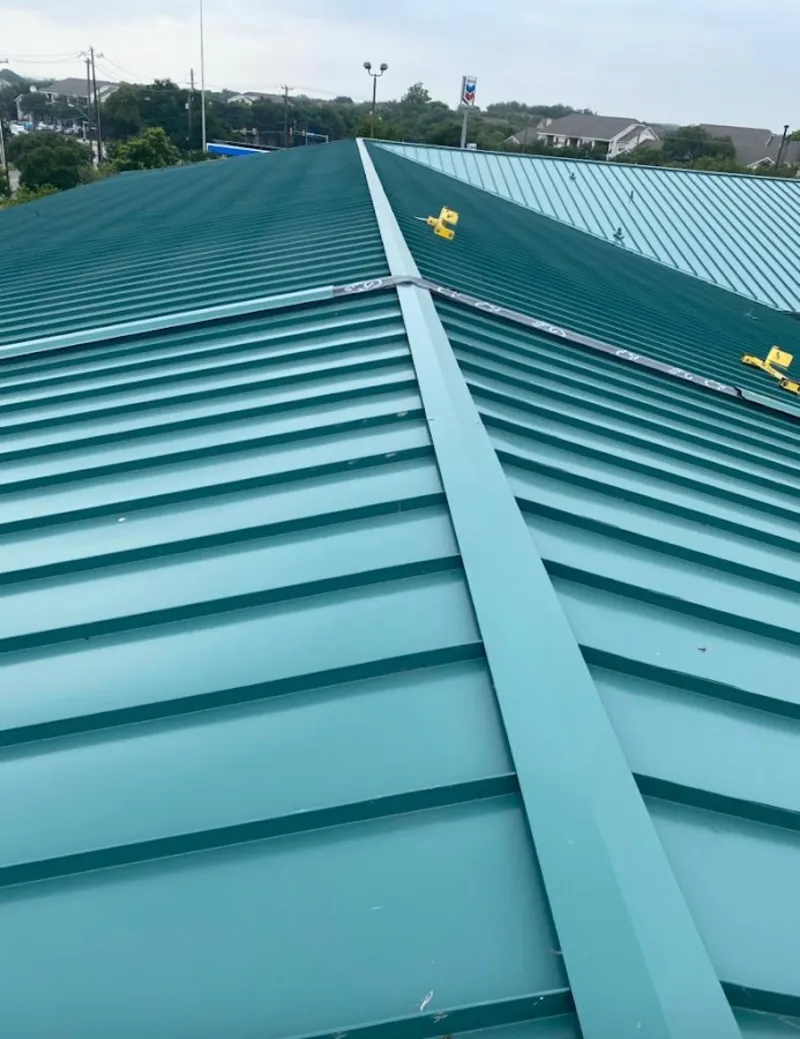 Green commercial metal roof ridge and valley for Metal Roof Repair in Morris